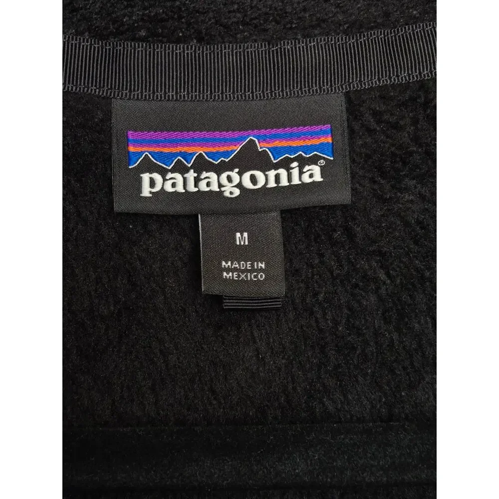 Patagonia Women's Re-Tool Snap T Pullover Black fuzzy fleece jacket Size Medium - Picture 5 of 7